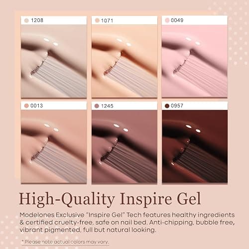 modelones Gel Nail Polish Kit -6 Colors Fall Winter Nude Pink Gel Polish Set Skin Tones Neutral Brown Soak Off Gel Nail Kit Manicure DIY Nail Art Salon Home Gift thumbnail 2