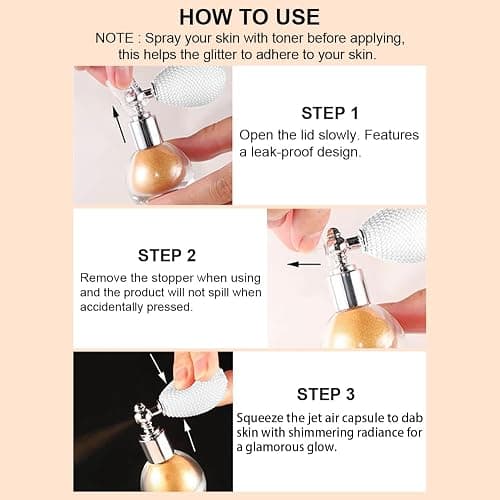 Pearl White Highlighter Spray for Face and Body, Rich Color Loose Shimmer Powder Long Lasting Sparkly Spray High Gloss Makeup for Women Rave Festival Prom Stage Wedding Party, #1 thumbnail 6