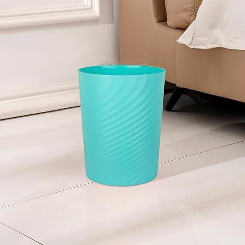 UUJOLY Plastic Small Trash Can Wastebasket, Garbage Container Basket for Bathrooms, Laundry Room, Kitchens, Offices, Kids Rooms, Dorms, (Light Blue, 1.8 Gallon) thumbnail 2