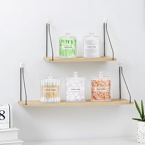 MateeyLife Qtip Holder 6 Pack, Acrylic Q-tip Dispenser for Cotton Pads, Swabs, Balls, Storage Containers for Organizing, Clear Bathroom Canisters with Lid, Apothecary Jars Home Decor Accessories Set thumbnail 6
