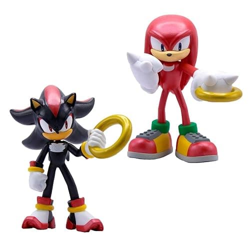 Official Sonic The Hedgehog Metallic Knuckles & Shadow 4″ Action Figures – Buildable, Interchangeable Arms & Accessories, Collector Window Box thumbnail 4