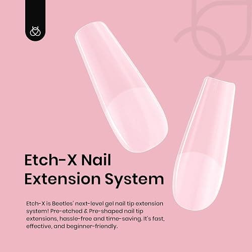 Beetles Coffin Long Gel Nail Tips –Pre-Etched Half Matte Full Cover, 288 Pieces, Pre-Shaped in 12 Sizes for Press-On Extensions thumbnail 5