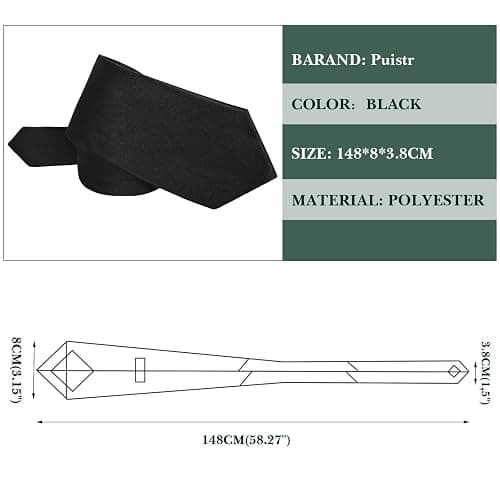 Puistr Men's Tie Pure Color 3.15" (8CM) Necktie Black Ties For Men | Plain Necktie for Formal Business Wedding thumbnail 5