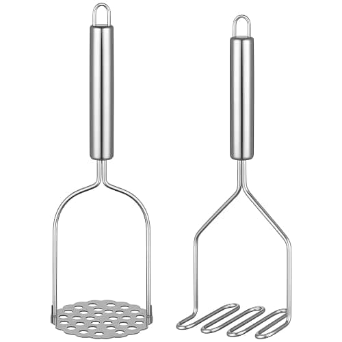 Maclia 2PCS Mashed Potato Masher - Stainless Steel Potato Smasher, Masher Kitchen Tools & Utensils for Avocado, Bean, Salad, Vegetables, Fruit, Food, Meat Smasher Tool for Ground Beef - Image 1