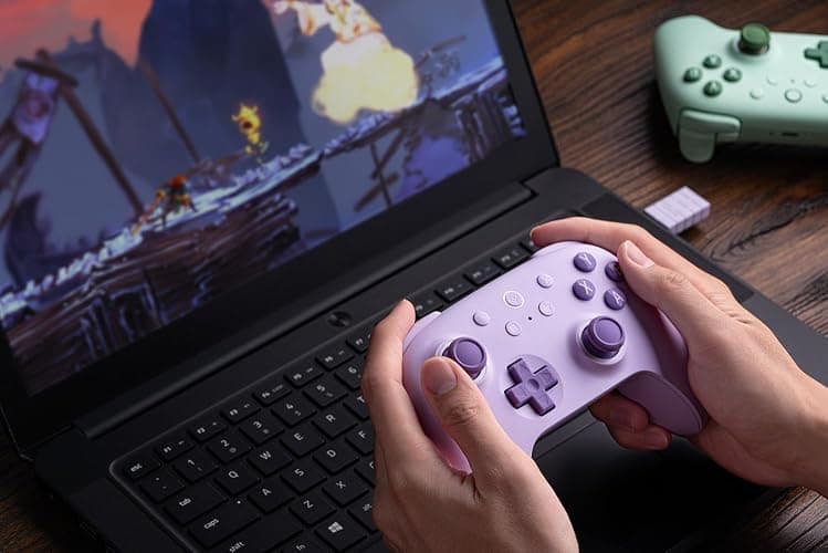 8BitDo Ultimate 2C Wireless Controller for Windows PC and Android, with 1000 Hz Polling Rate, Hall Effect Joysticks and Triggers, and Remappable L4/R4 Bumpers (Purple) thumbnail 6