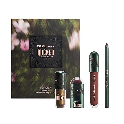 r.e.m. beauty Wicked: For Good | Makeup Set | Waterpoof Eye Shadow, All Over Glow Stick, Creamy Lip Liner, Glossy Lip Balm | 4 Full Size Products - Image 1