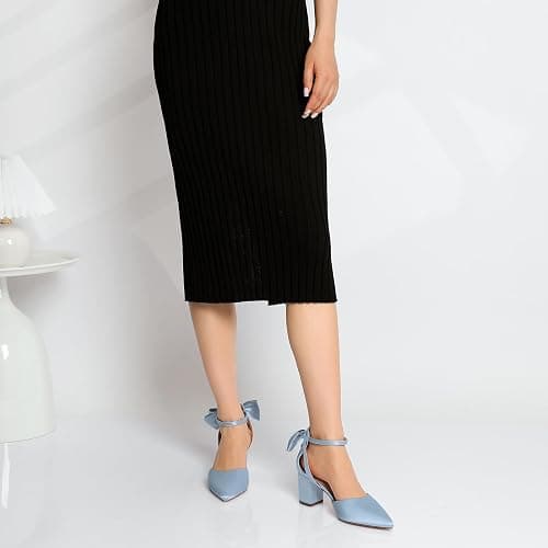 RIBONGZ Wedding Bridal Shoes for Women Chunky Block Heel Pumps Closed Pointed Toe Heels with Elegant Bow Knot Comfort Evening Party Prom Office Shoes thumbnail 4