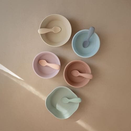 Mushie Baby Starter Spoons | BPA-Free Silicone Learning Spoons 2-Pack | Dishwasher Safe Durable Toddler Utensils | Tradewinds/Shifting Sand thumbnail 4