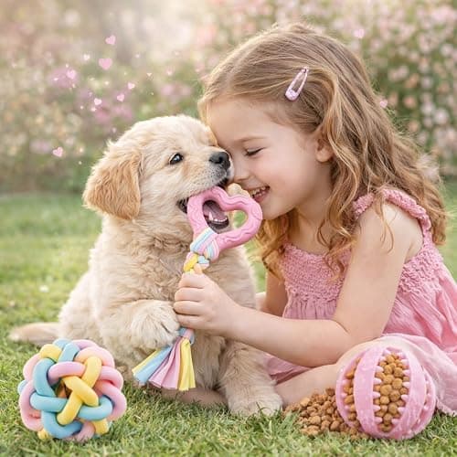 Puppy Chew Toys, 6 Pack Puppy Teething Toys for Small Breed, Soft Rubber Cute Pink Dog Toys, Eco-Friendly, Teeth Cleaning Interactive for Small Dogs (Basket not Included) thumbnail 6