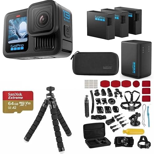GoPro HERO13 Black Action Camera with 3 Enduro Batteries, Dual Charger, 64GB SD, 5.3K HDR Video, 27MP Photos, HyperSmooth Stabilization, Waterproof Design, 47-Piece Accessory Kit, 1-Year Warranty - Image 1