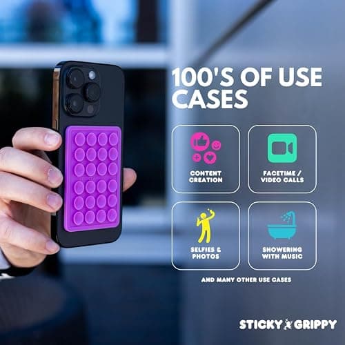 StickyGrippy Suction Phone Case Mount, Sillicon Adhesive Phone Accessory for iPhone and Android, Hands-Free Fidget Toy Mirror Shower Phone Holder, Tiktok Videos and Selfies (Pink) thumbnail 6