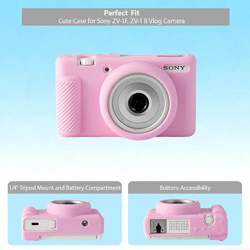 Frevyve Case for Sony ZV-1F, ZV-1 II Vlog Camera Accessories, ZV1F Soft Silicone Protective Case, Slim Fit Sleeve with ZV 1F / ZV-1 II Screen Protector, Lightweight, Anti-Scratch (Pink) thumbnail 5