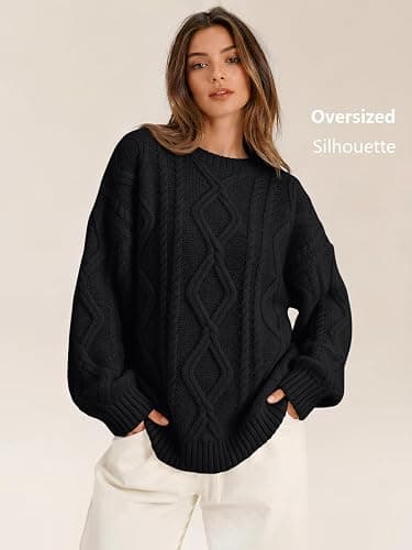 Trendy Queen Women's Oversized Cable Knit Sweaters 2026 Fall Outfits | Quiet Luxury Style, Chunky Knit Texture, Winter Holiday Outfit, Easy Layering Piece, Fall Fashion Staple thumbnail 3
