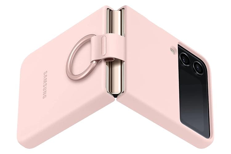 SAMSUNG Galaxy Z Flip 4 Silicone Cover with Ring, Protective Phone Case with Finger Loop, Matte Finish, Bold Style, Handheld Design, US Version, Pink thumbnail 3