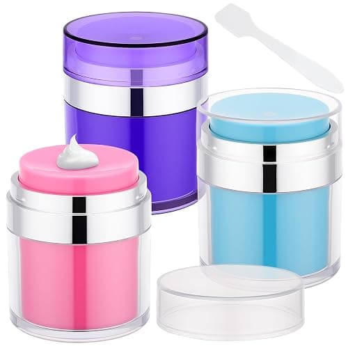 Segbeauty 1.7oz Empty Airless Jar Lotion Dispenser Travel Toiletry Bottles, 3pcs Refillable Mini Travel Liquid Containers, 50ml Reusable Pump Bottle Jar, Small Vacuum Skincare Cosmetic Containers - Image 1