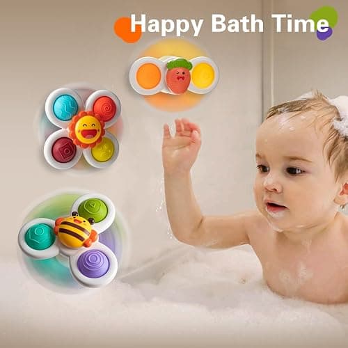 3PCS Suction Cup Spinner Toys for 1-2 Year Old Boys Spinning Toys Sensory Toys for Toddlers 1-3 Gifts for 1 Year Old Girls thumbnail 5