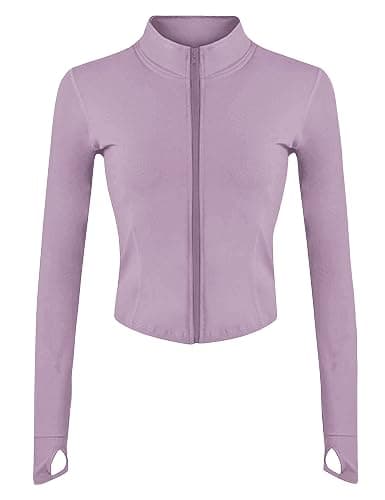 Lviefent Womens Lightweight Full Zip Running Track Jacket Workout Slim Fit Yoga Sportwear with Thumb Holes - Image 1