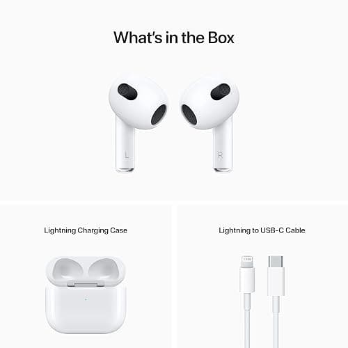 Apple AirPods (3rd Generation) Wireless Ear Buds, Bluetooth Headphones, Personalized Spatial Audio, Sweat and Water Resistant, Lightning Charging Case Included, Up to 30 Hours of Battery Life thumbnail 7