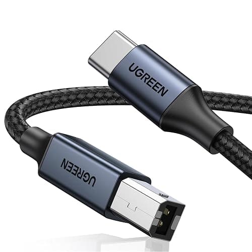 UGREEN USB B to USB C Printer Cable, Type B 2.0 Braided Data Lead for MacBook Pro/Air, HP/Epson/Canon Printer, Scanner, MIDI Cable Compatible with MIDI Controller/MIdI Keyboard/Musical Instrument (1M) - Image 1