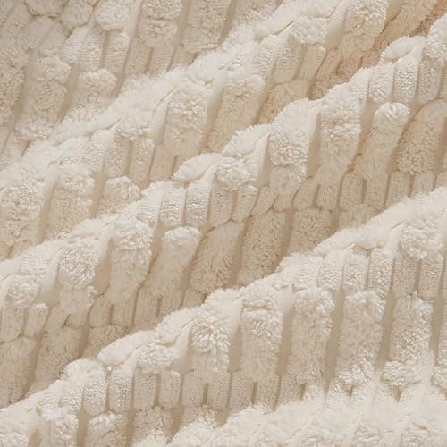 Fancy Homi 2 Packs Boho Decorative Throw Pillow Covers 18x18 Inch for Living Room Couch Bed Sofa, Rustic Modern Farmhouse Home Decor, Soft Corduroy Cream Square Cushion Case 45x45 cm thumbnail 5