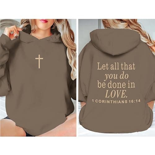 Lytiarul Let All That You Do Be Done in Love Hoodie for Women Christian Faith Sweatshirt Bible Verse Religious Pullover Tops thumbnail 4