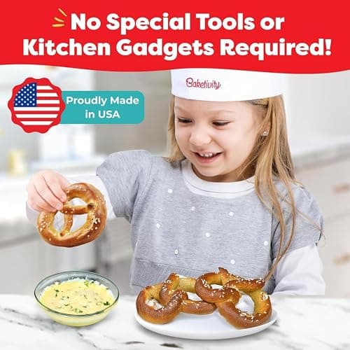 Pretzel Making Kit - Real Cooking Set for Kids Ages 5-12+ with Recipe and Ingredients - Kids Baking Set for Girls & Boys - Great Gift for Family Bonding thumbnail 3