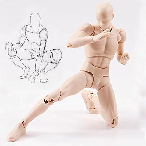 Artists Manikin Art Mannequin Figures Supplies Drawing Tools,Small Drawing Figure Model for Sketching,Painting,Action Figure Set(Flesh,Male) thumbnail 5