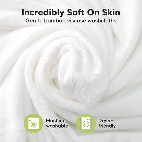 6-Pack Organic Baby Washcloths - Soft Viscose from Bamboo Washcloth, Baby Wash Cloths, Baby Wash Cloth for Newborn, Kids, Bath Baby Towels, Face Towel, Face Cloths for Washing Face (White) - White thumbnail 3