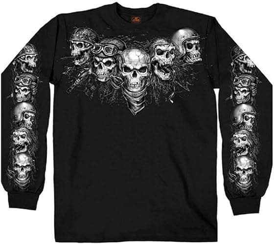 Hot Leathers Five Skulls Long Sleeve Men's Biker Shirt - Image 1