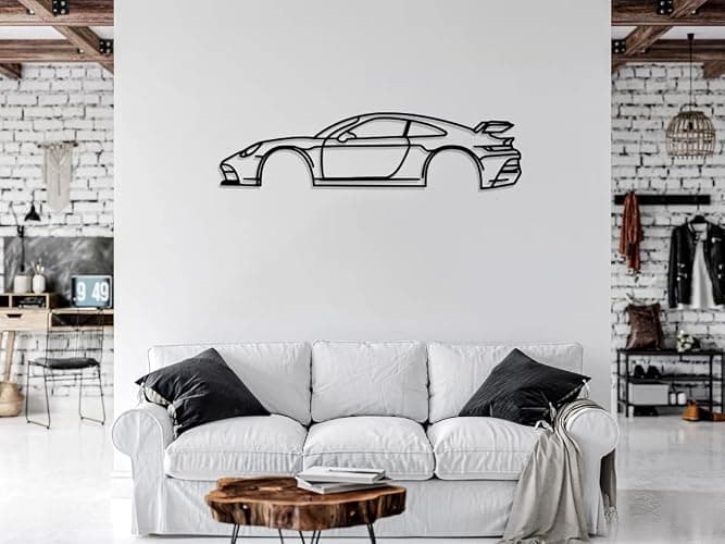 NORTH KAISER Sport Car Metal Wall Art I Automotive Silhouette Wall Decor I Minimalist Wall Sculpture Decorations for Garage Man Cave Outdoor Bedroom (35 x 10 cm) thumbnail 2