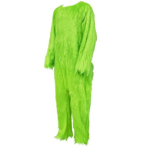 LOKI Helmet Christmas Santa Costume for Adults Furry Suit Green Jumpsuit Christmas Deluxe Furry Santa Suit Cosplay Outfit - Image 1