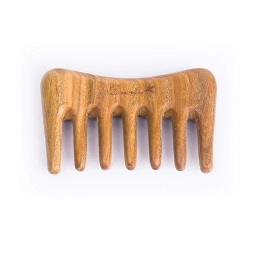Breezelike Wide Tooth Hair Comb - Natural Mini Wood Comb for Curly Hair - No Static Sandalwood Hair Pick Wooden Comb for Detangling - Image 1