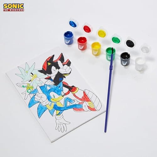 Innovative Designs Sonic The Hedgehog Canvas Paint Set for Kids with 3 Canvases, Acrylic Paint, Paintbrush, & Easel thumbnail 9
