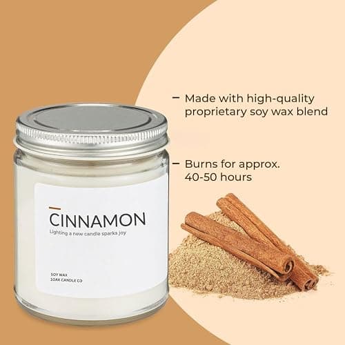 1OAK Soy Wax Scented Candles (Cinnamon) - Soy Candles for Home Scented - Long Burning Premium - Hand-Poured (7oz.) thumbnail 5