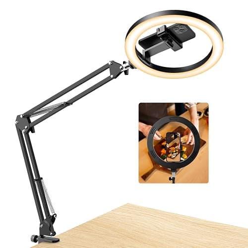 Upgrade Ring Light Overhead Camera Phone Mount for Desk, Evershop 10” Selfie Light with Stand Tripod for iPhone, Light with Phone Holder for Video Recording,Zoom Meeting,Live Streaming Tiktok,YouTube thumbnail 9
