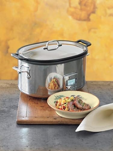 All-Clad Stainless Steel Electric Slow Cooker 7-Quart, Programmable LCD Timer, Aluminum Insert, Slow Cookers, Small Kitchen Appliances, Silver thumbnail 2