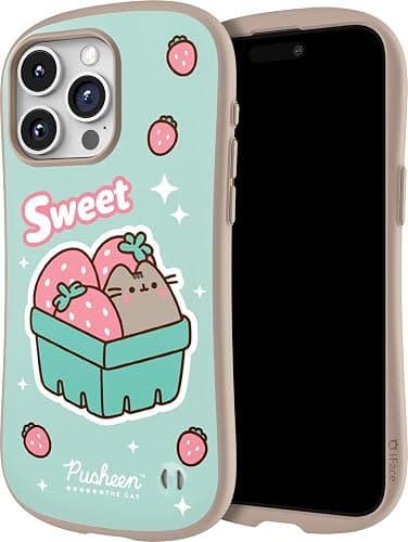 iFace Case for iPhone 15 Pro Max (6.7”) Pusheen First Class Case - Cute Shockproof Dual Layer [Hard Shell + Bumper] Protective Phone Case - Strawberries - Image 1