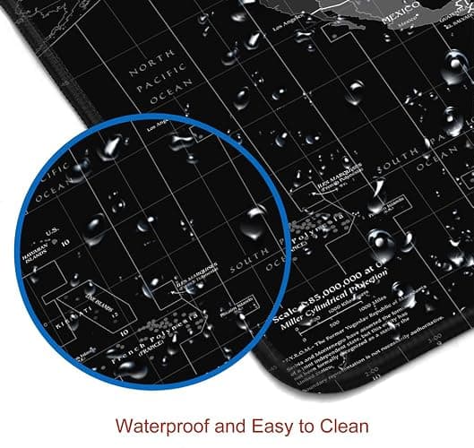 SANWUMIAN Large Gaming Mouse Pad with Stitched Edges, Desk Mat Extended Keyboard Pad, Non-Slip Rubber Base Desk Pad for Laptop, Office, Home, 31.5X11.8 inch Black World Map thumbnail 3
