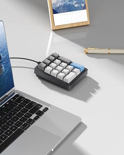 Kisnt Mechanical Number Pad,Hot Swappable Numpad Wired USB 17 Keys Keypad White Backlit Numeric Keypad with PBT Keycaps for Laptop PC Compact Keyboards (Black, Brown Switch) thumbnail 4