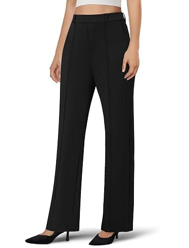 DLOODA Women's Work Dress Pants Wide Leg Business Casual Slacks Stretchy Pull on High Waisted Office Trousers with Pockets - Image 1