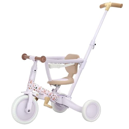 newyoo Lume TR008 Tricycle for Toddlers 1-3, 5-in-1 Push Bike with Parent Handle & Safety Guard, Convertible Balance Bike, Ideal Gift for 1-3 Year Olds, Lilac - Image 1
