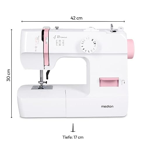 MEDION Nähmaschine SM70 (70 Watt, 12 verschiedene Stichmuster, LED Nählicht, einstellbare Stichlänge, Rückwärtstaste, Fadenschneider, MD11179) rosa thumbnail 2