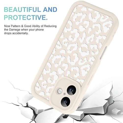 MOWIME Compatible with iPhone 16 Case, Cheetah Print Shockproof Soft TPU Protective Cover for Women Girls, Slim Anti Scratch Leopard Case for iPhone 16 6.1 Inch, White thumbnail 3