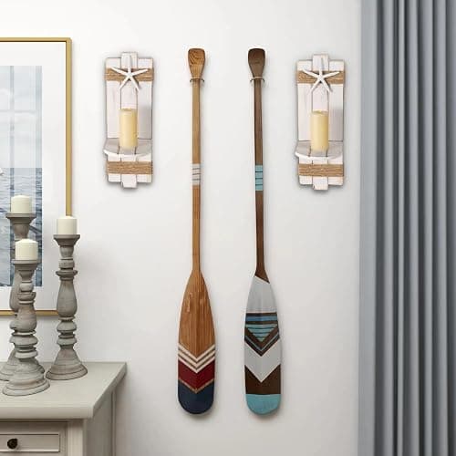 SOMTO White Starfish Wall Candle Sconces,Beach Themed Wall Decor Ocean Wall-Mount Candleholders,Nautical Style Bathroom Decor, Coastal Farmhouse Seashell Candle Holders,Set of 2 thumbnail 6