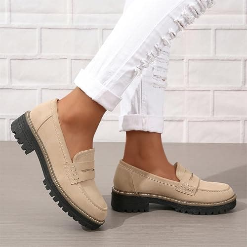 Womens Loafers Shoes Platform Chunky Penny Loafer Lug Sole Comfortable Slip On Work Office Business Casual Dress Shoes, US Size 5-11.5 thumbnail 3