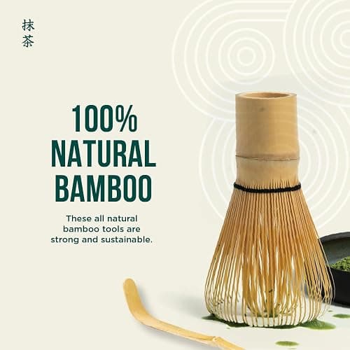 Jade Leaf Matcha - Traditional Starter Set - Japanese Matcha Gift Set Includes: Bamboo Whisk (Chasen), Scoop (Chashaku), Stainless Steel Sifter, Fully Printed Handbook thumbnail 2