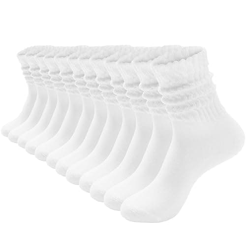 HAVE A TREE 3-6 Pack Women's Slouchy Crew Socks - White Cushioned Scrunch Boot Socks Size 5-11 - Image 1