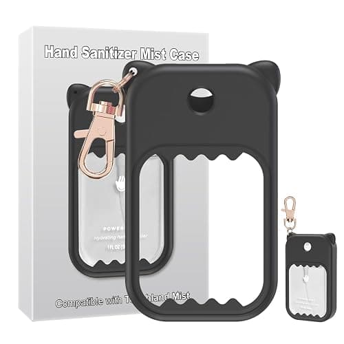 taessv Hand Sanitizer Spray Case for Touchland Silicone Touchland Case Keychain Cute Hand Sanitizer Spray Holder Compatible with Touchland Power Mist Gentle Mist Glow Mist, Black - Image 1