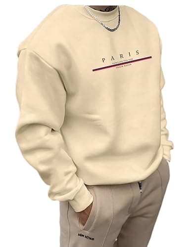 Floerns Men's Long Sleeve Thermal Lined Graphic Print Sweatshirt Pullover - Image 1