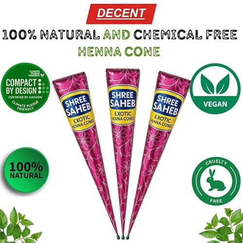 SHREE SAHEB | Henna Paste Cones – 100% Natural & Chemical Free – Ready to Use Pre-Filled Henna Cones Brownish for Hair Color– Pack of 3 (90 g) thumbnail 3